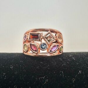 NEW jTV Copper Geometric Shapes Bejeweled Dome Ring; SIZE 8.5
